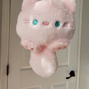 Cute Pink Plush Cat Keychain